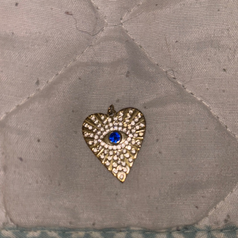 Evil Eye Gold Heart Pendant with Blue Eye Design (14Kt plated)